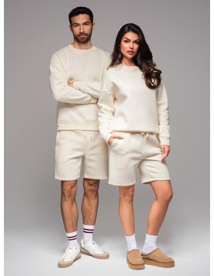 Levně UNISEX mikina + šortky – krémová V2 Z108