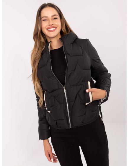 Černá přechodová bunda s kapucí