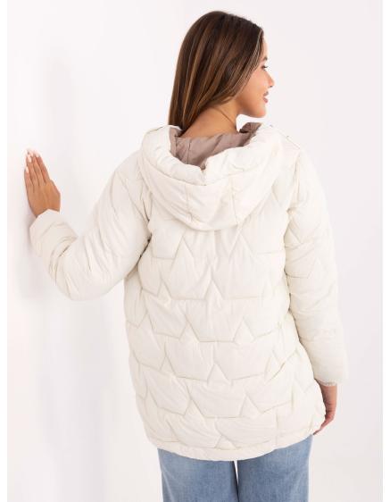 Ecru péřová bunda s kapucí