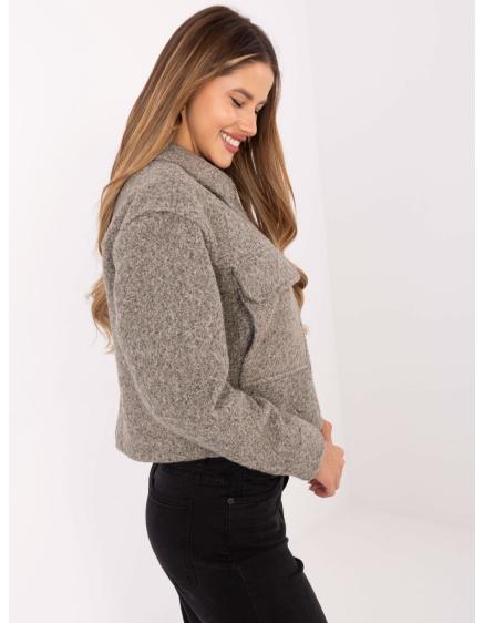 Levně Šedá bouclé bunda s límcem SUBLEVEL