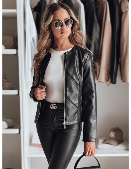 Levně Dámská koženková bunda CHICLEATHER černá