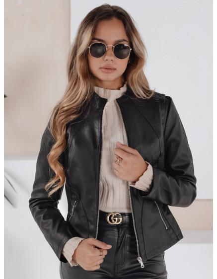 Levně Dámská koženková bunda ve stylu ramones, černá