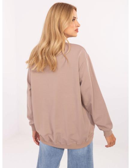 Levně Tmavě béžová dámská mikina s polokrkem BASIC FEEL GOOD