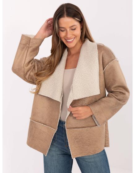 Béžová přechodová bunda s kožešinou