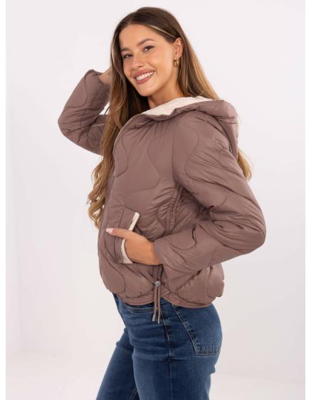 Hnědá prošívaná bunda s kapucí