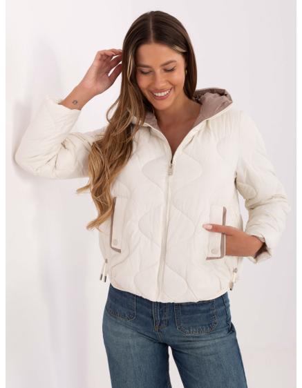 Ecru krátká prošívaná bunda