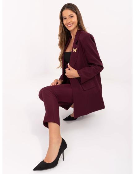 Levně Elegantní vínová dámská bunda RUE PARIS