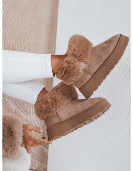Dámské sněhové boty s kožešinou béžové