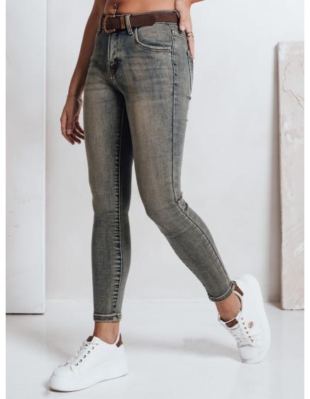 Levně Dámské skinny džíny s páskem, modré