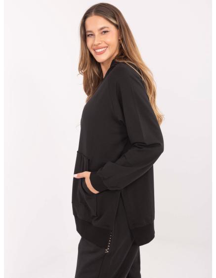 Levně Černá dámská basic mikina oversize střihu