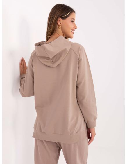 Levně Tmavě béžová mikina basic oversize střihu