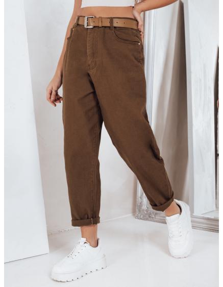 Levně Dámské džíny mom fit hnědé