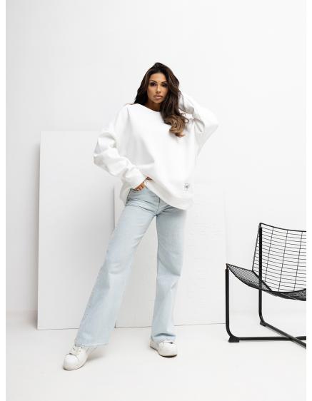 Levně Ecru mikina basic oversize střihu RUE PARIS