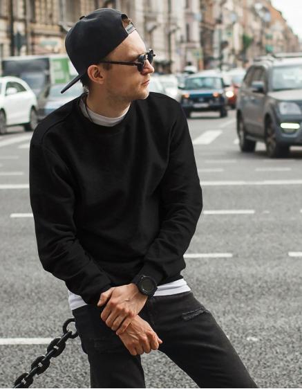 Pánská STYLE mikina bez kapuce černá