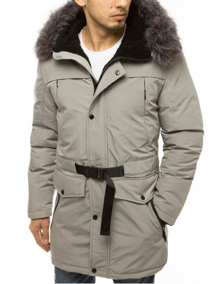Pánská zimní bunda s kapucí šedá tx3609