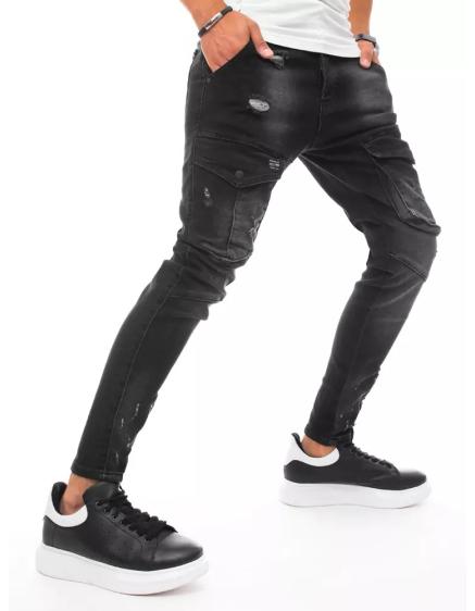 Pánské jeans kalhoty s kapsami černé 