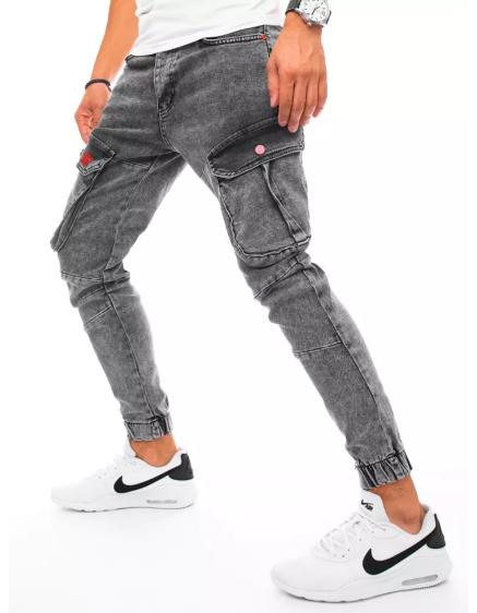 Pánské riflové jogger kalhoty světle šedé DENIM