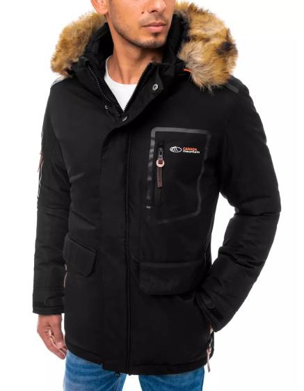 Pánská zimní bunda s kapucí černá STEP