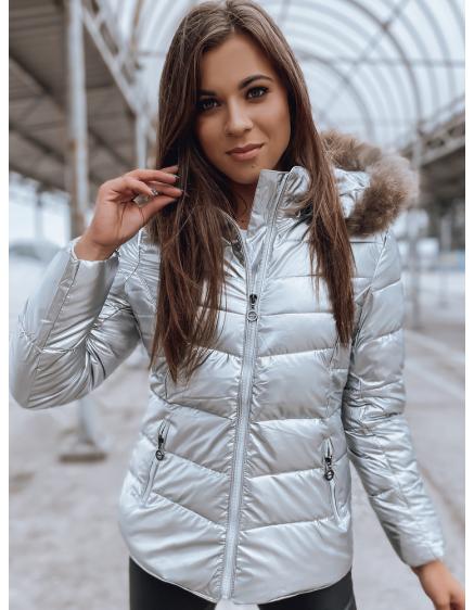 Levně Dámská zimní prošívaná bunda s kapucí NELLY bílá
