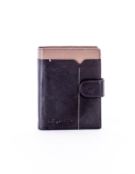 Černo-béžová kožená peněženka s kontrastním lemováním
