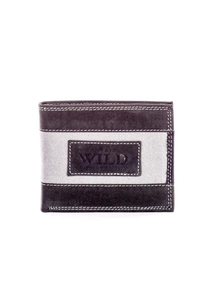 Černá kožená pánská peněženka s látkovým modulem