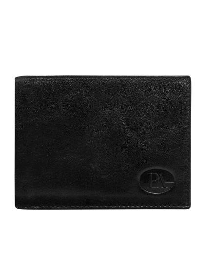 Pánská horizontální černá kožená peněženka bez zapínání