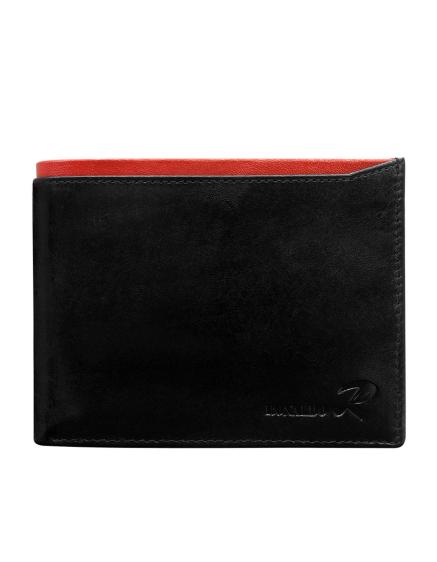 Černá horizontální otevřená peněženka s červenou vložkou pro muže