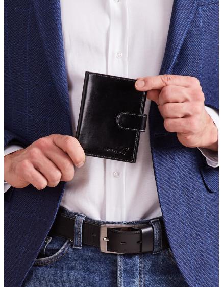 Černá pánská kožená peněženka se sponou