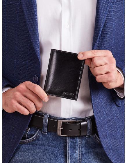 Pánská černá kožená peněženka bez zapínání