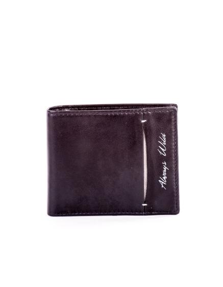 Černá kožená pánská peněženka s rozparkem a nápisem