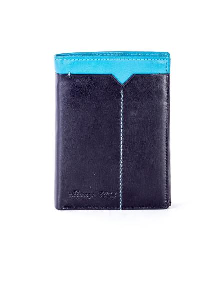 Černá kožená peněženka s modrou vložkou
