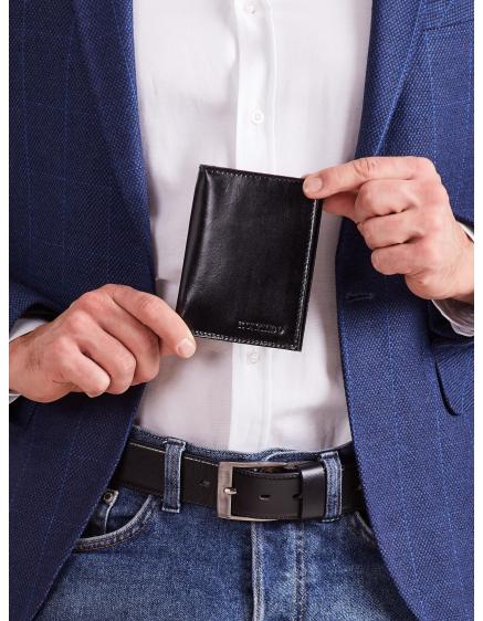 Vertikální kožená peněženka černá