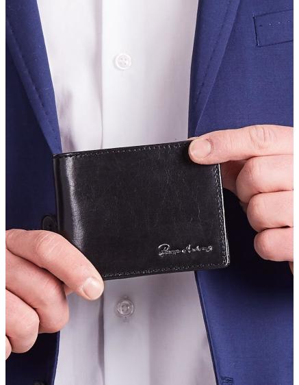 Černá horizontální pánská kožená peněženka