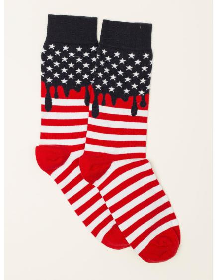 Pánské ponožky s bílými a červenými pruhy