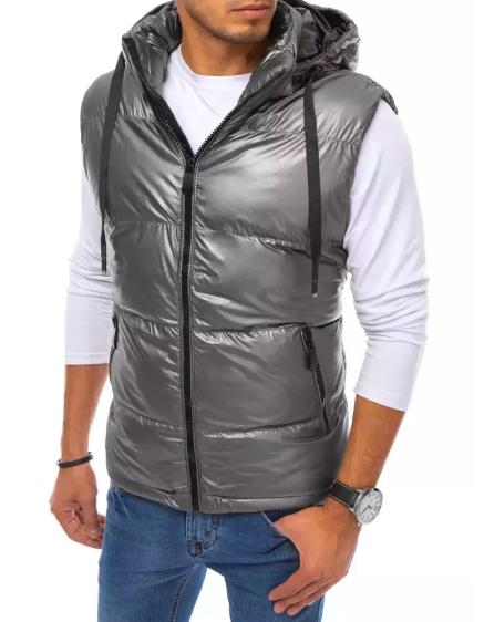 Pánská prošívaná vesta s kapucí DOTA šedá