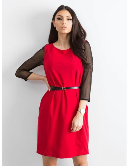 Dámské šaty s průhlednými rukávy LATI červené