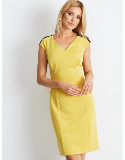 Dámské šaty s řetízky na ramenou SALLY žluté