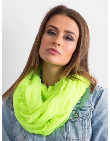 Levně Dámský šátek s kovovými nitěmi FLUO žlutý