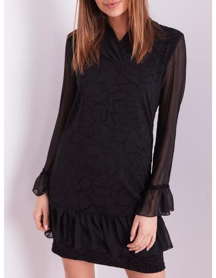 Dámské šaty s jemným květinovým vzorem LINE černé