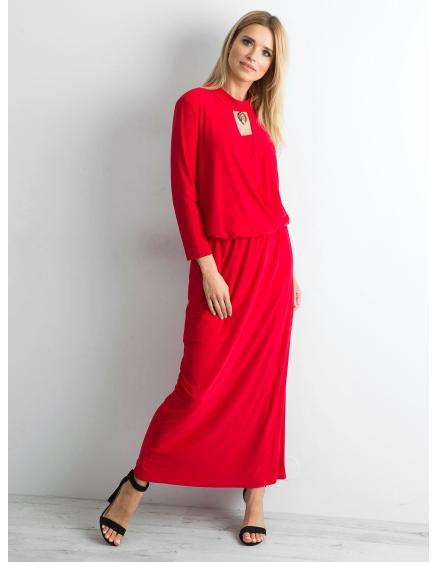 Dámské šaty s výřezem maxi DONY červené