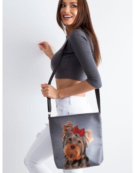 Dámská kabelka s potiskem psa plstěná DOGGO šedá