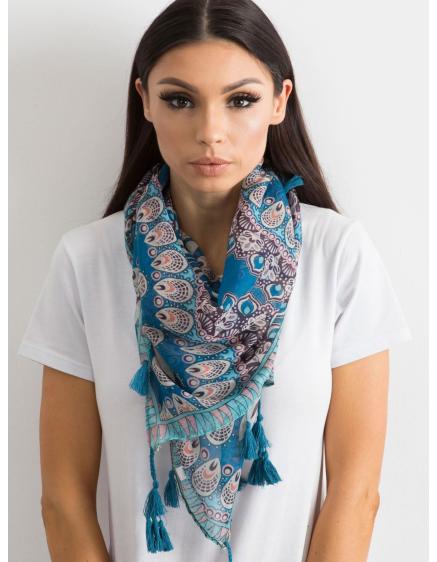 Modrý šátek s etnickým vzorem