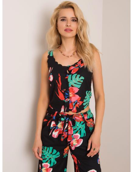 Levně Dámský top RUE PARIS Black Tropics černý