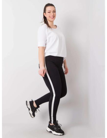 Levně Dámské legíny s pruhy plus size CHARLOTTA černostříbrné