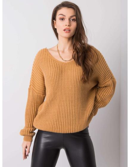 Levně Dámský svetr Bernadette OCH BELLA hnědá