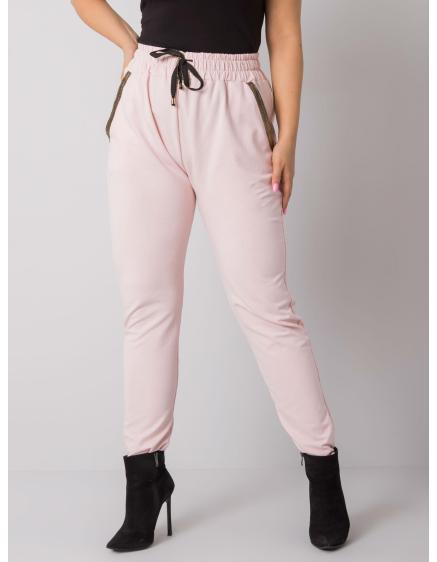 Dámské kalhoty plus size ERICCA světle růžové
