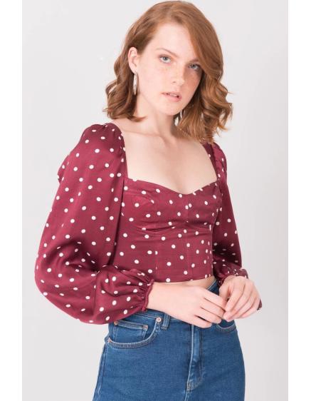 Levně Dámská halenka proužkovaná BSL vínová