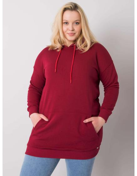 Dámská mikina s kapucí plus size LUNA bordó