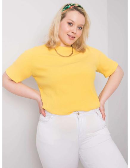 Dámská halenka plus size z žebrované látky STELLA žlutá