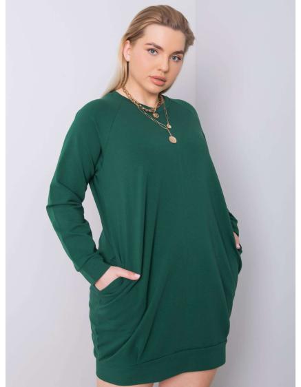 Dámské šaty plus size ARIADNE tmavě zelené